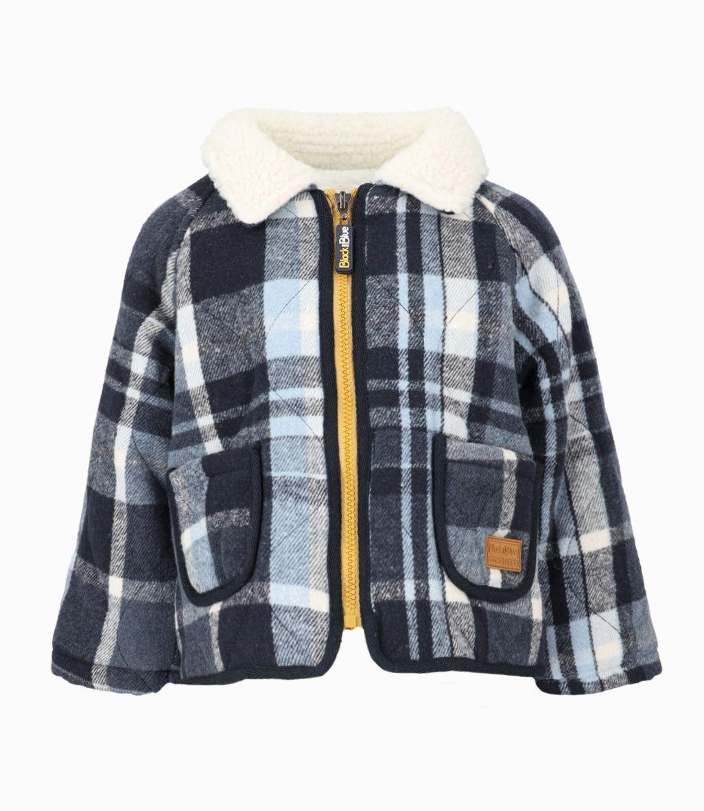 Abrigo bebés cuadrillé azul marino Black and Blue-0