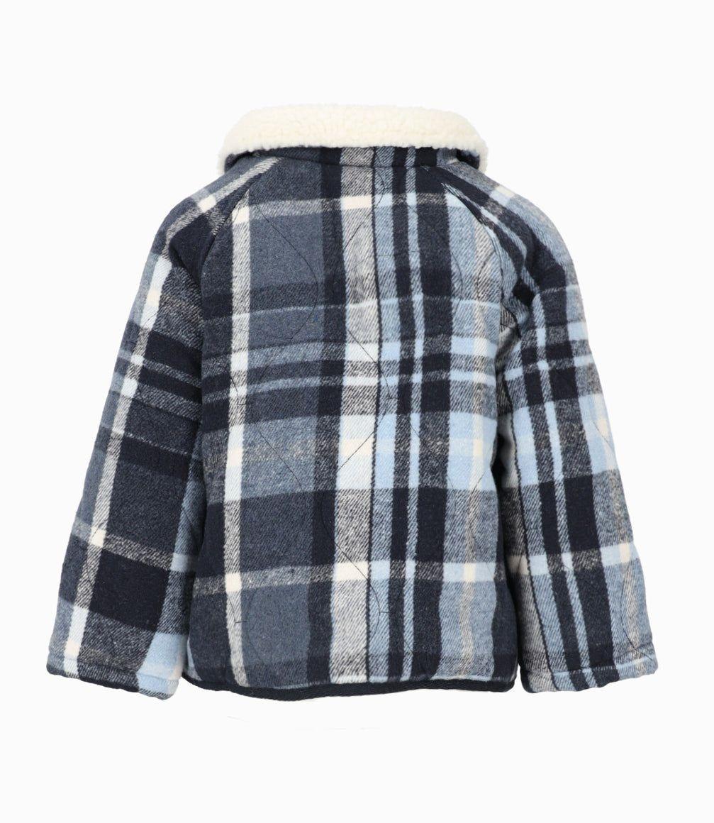 Abrigo bebés cuadrillé azul marino Black and Blue-1