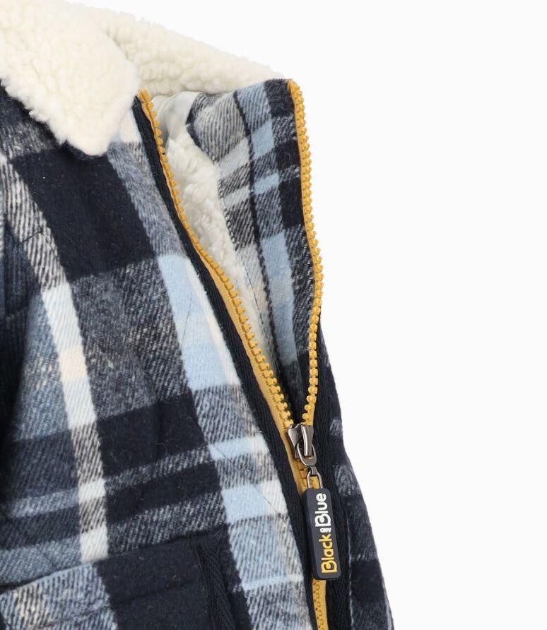 Abrigo bebés cuadrillé azul marino Black and Blue-2