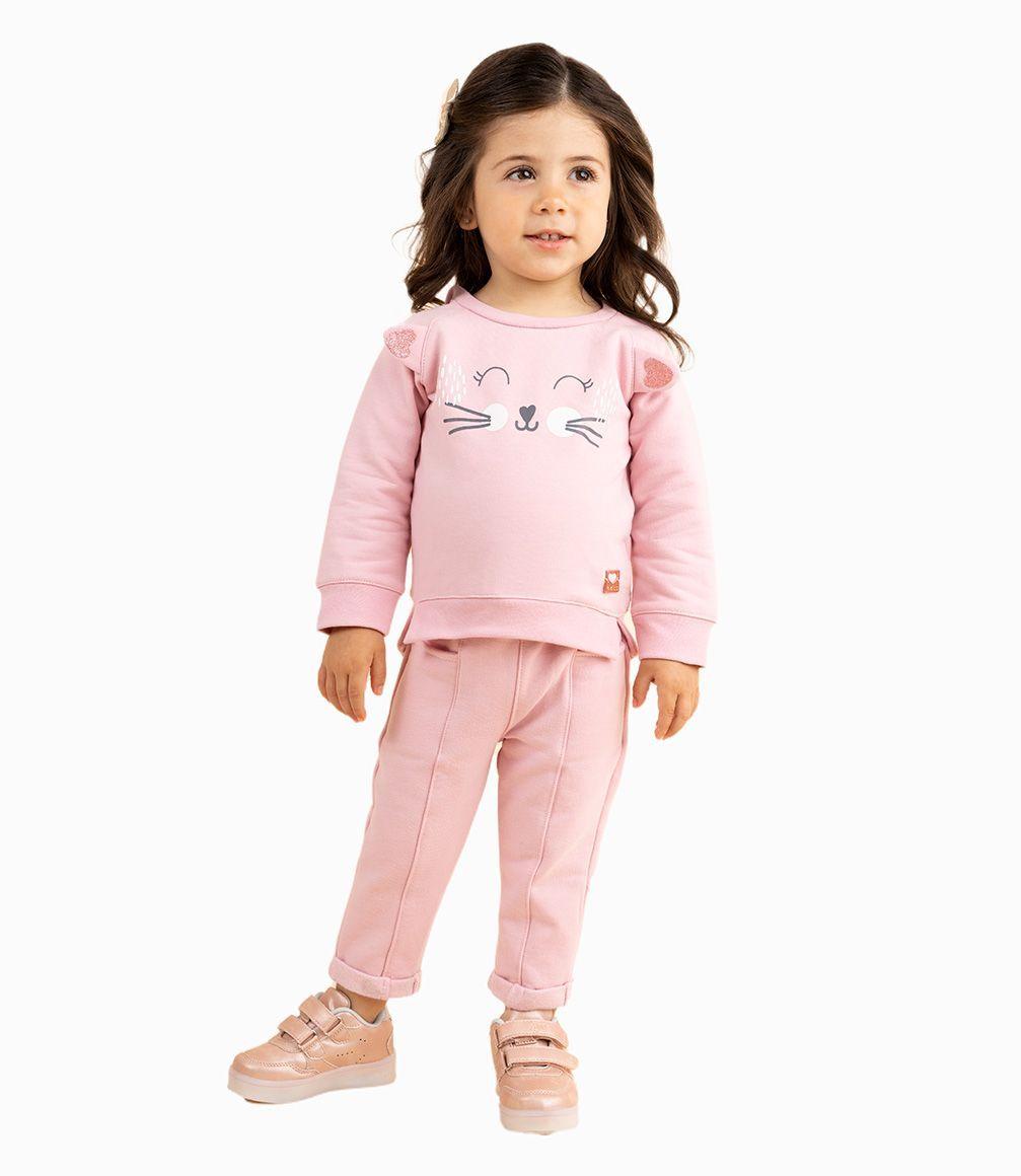 Conjunto Buzo Bebé Niña Con Conejito Rosado-0