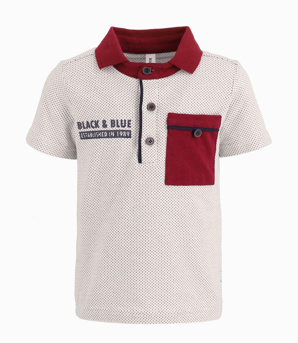 Polera Bebé Cuello Pique y Bolsillo Ajustable Black and Blue Blanco-0