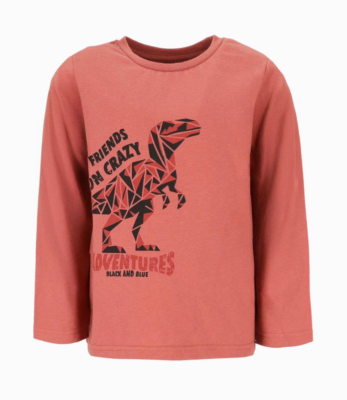 Polera niño con dinosaurio terracota Black and Blue-0