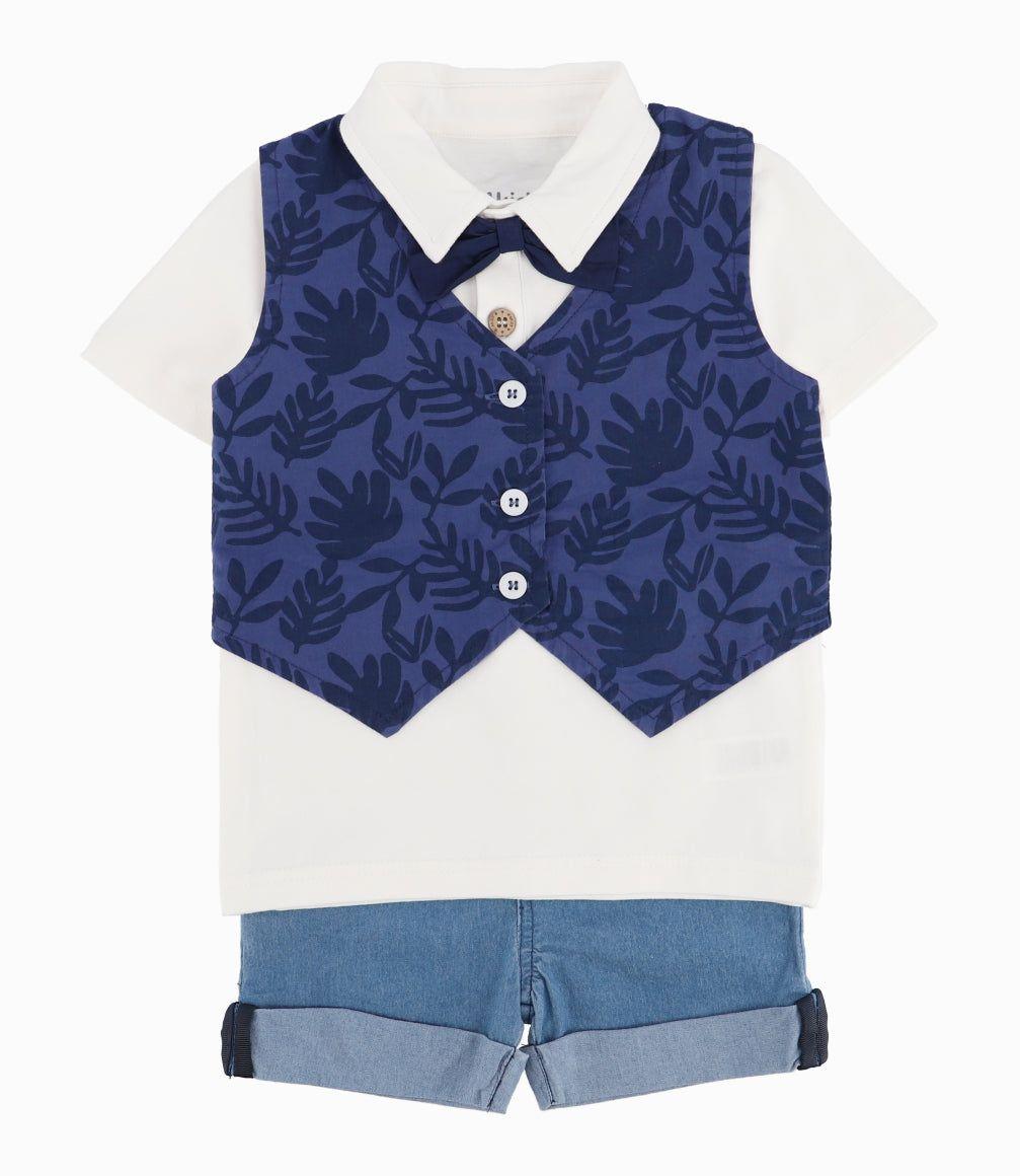 Conjunto Bebé Niño Vest Azul-0