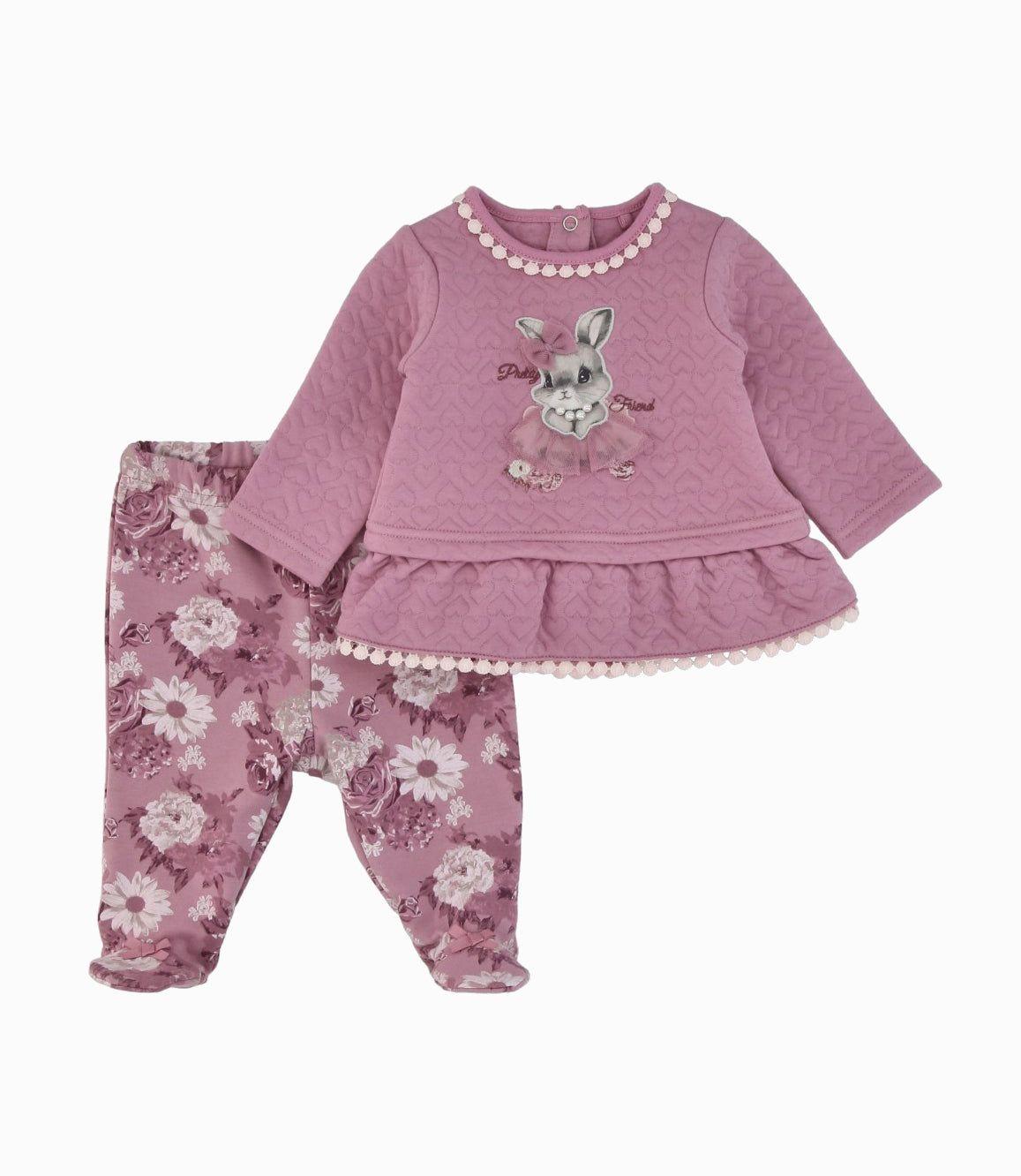 Conjunto recién nacida con conejito palo rosa Limonada-0