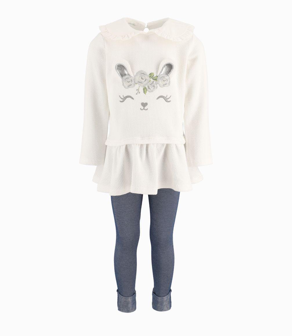 Conjunto Niña Con Conejito Limonada Crudo-0