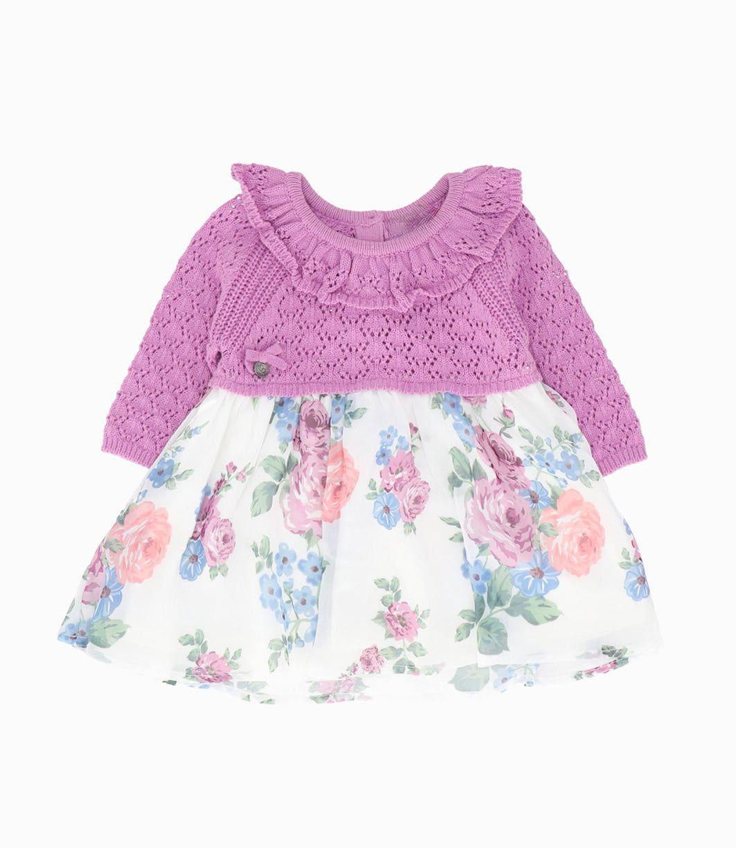 Vestido recién nacida con top tejido lavanda Limonada-0