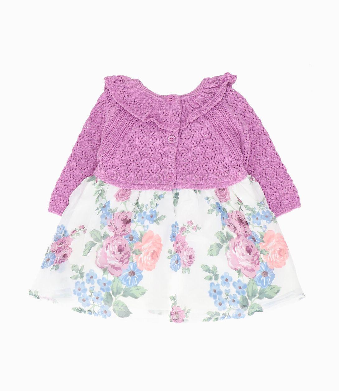 Vestido recién nacida con top tejido lavanda Limonada-1