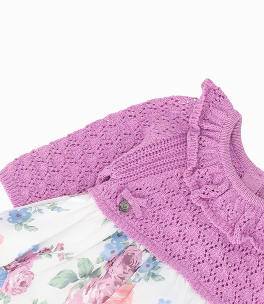 Vestido recién nacida con top tejido lavanda Limonada-2