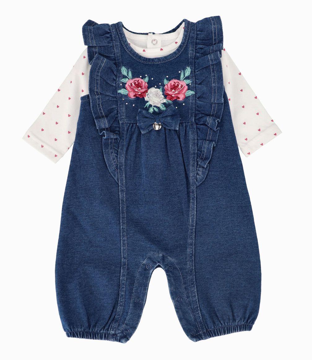 Jardinera Dos Piezas Recién Nacida Denim Azul Limonada-0