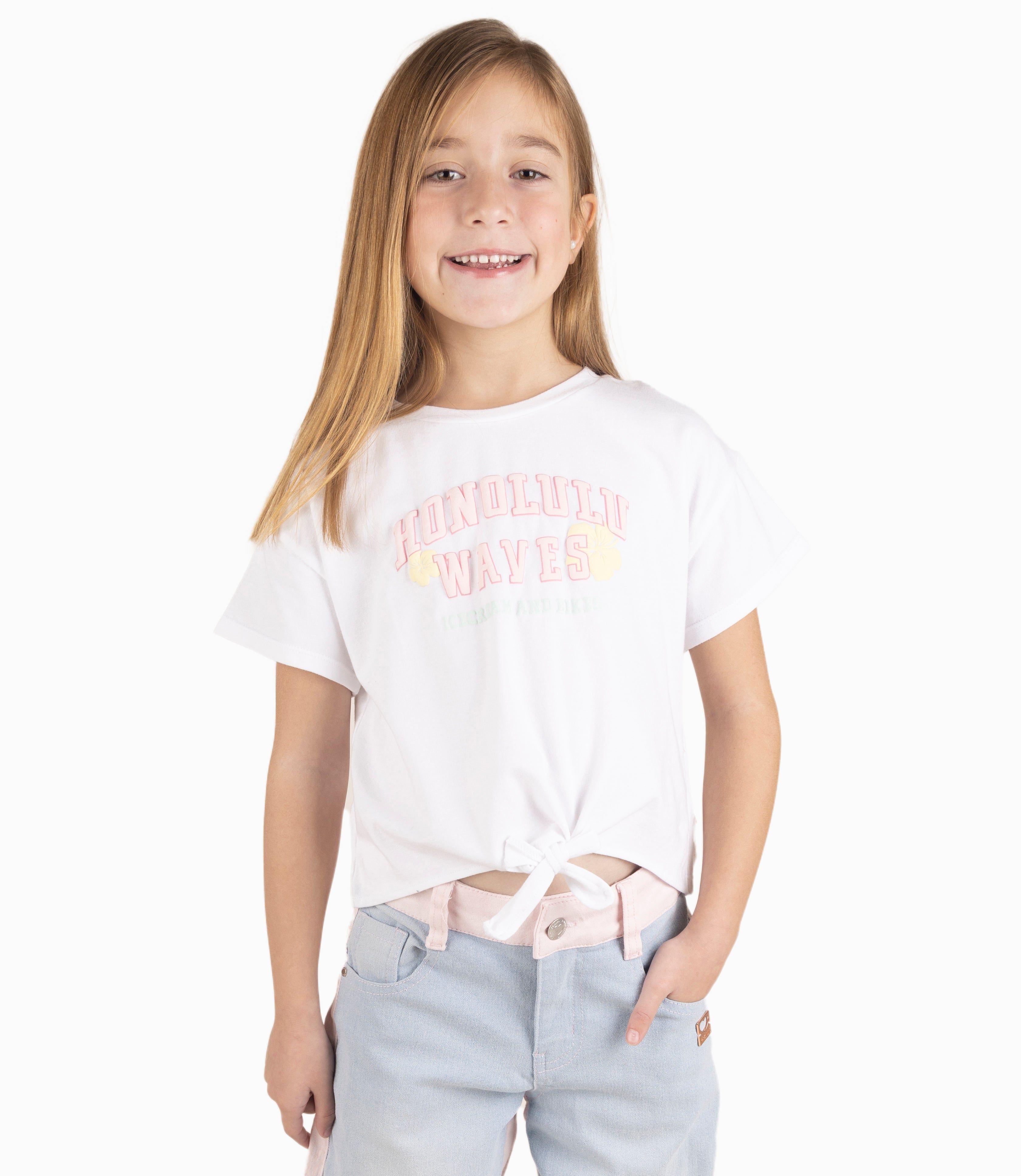 Polera Niña Con Estampado Blanco-0