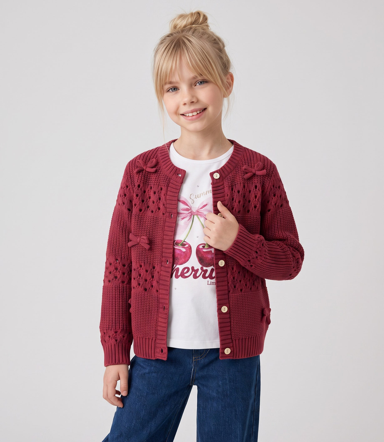 Chaleco niña cardigan L11061270288 frambuesa Limonada-0