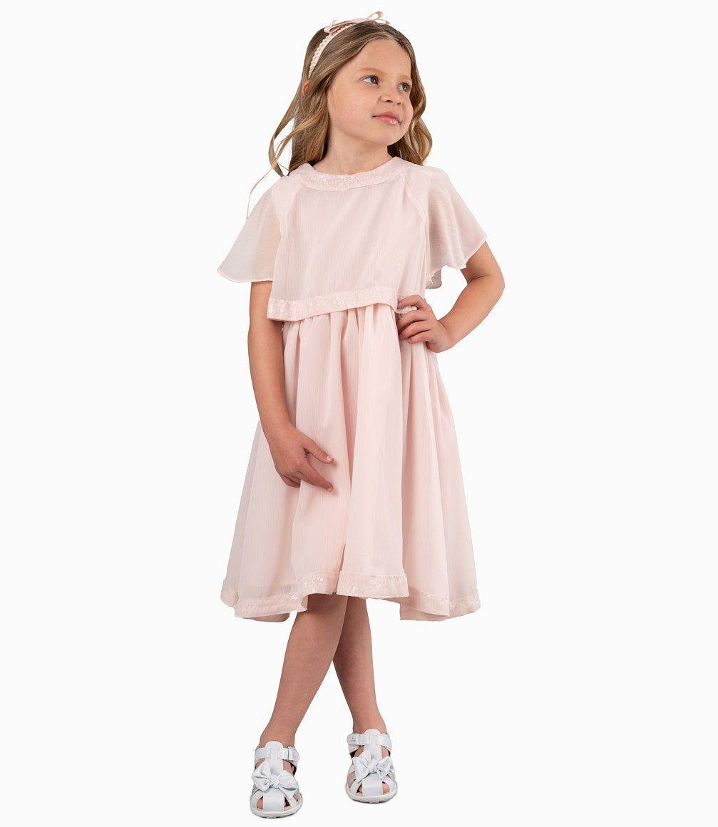 Vestido Niña Ocasión Con Vuelos Palo Rosa-2