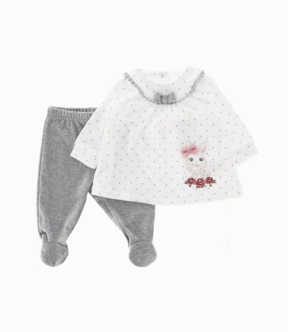 Conjunto recién nacida de polera y calzas blanco Limonada-0