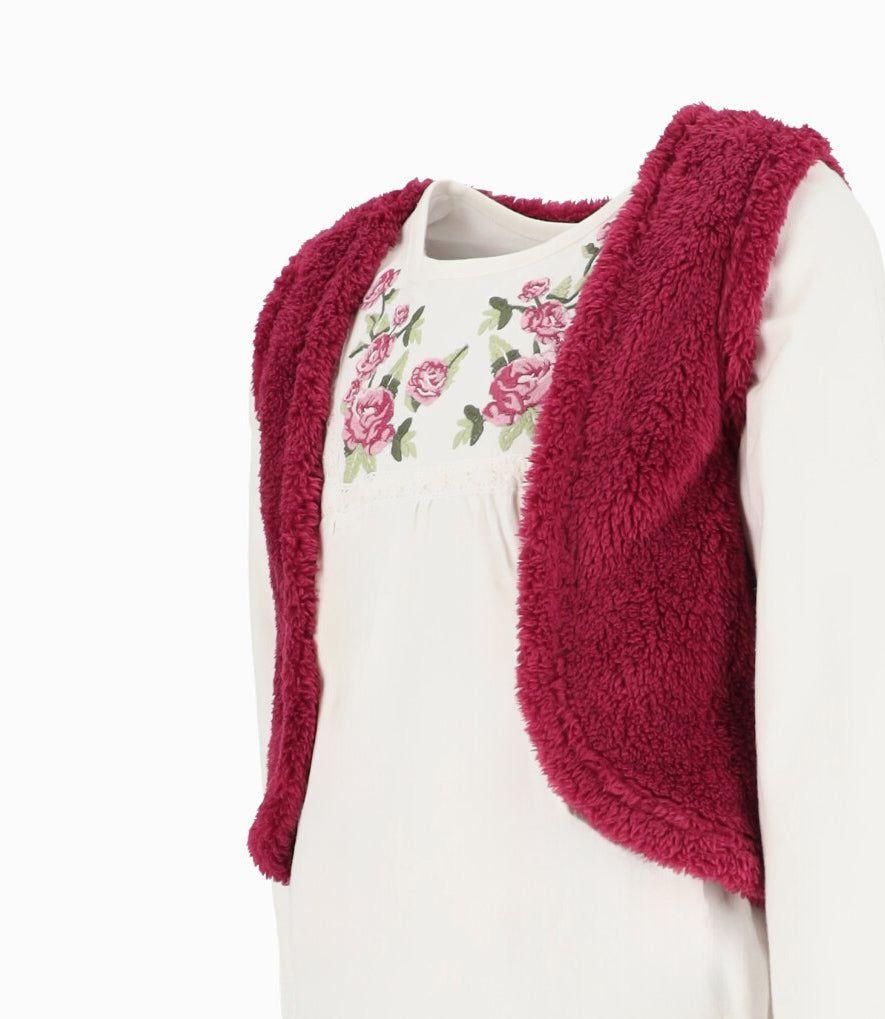 Conjunto niña de polera, chaqueta y calzas burdeo Limonada-2