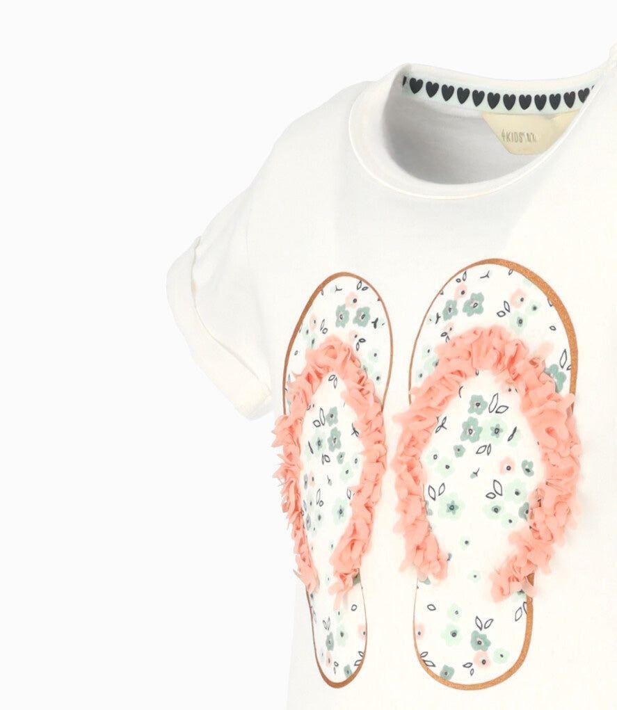 Polera manga corta niña con sandalia  blanco 4 Kids-2