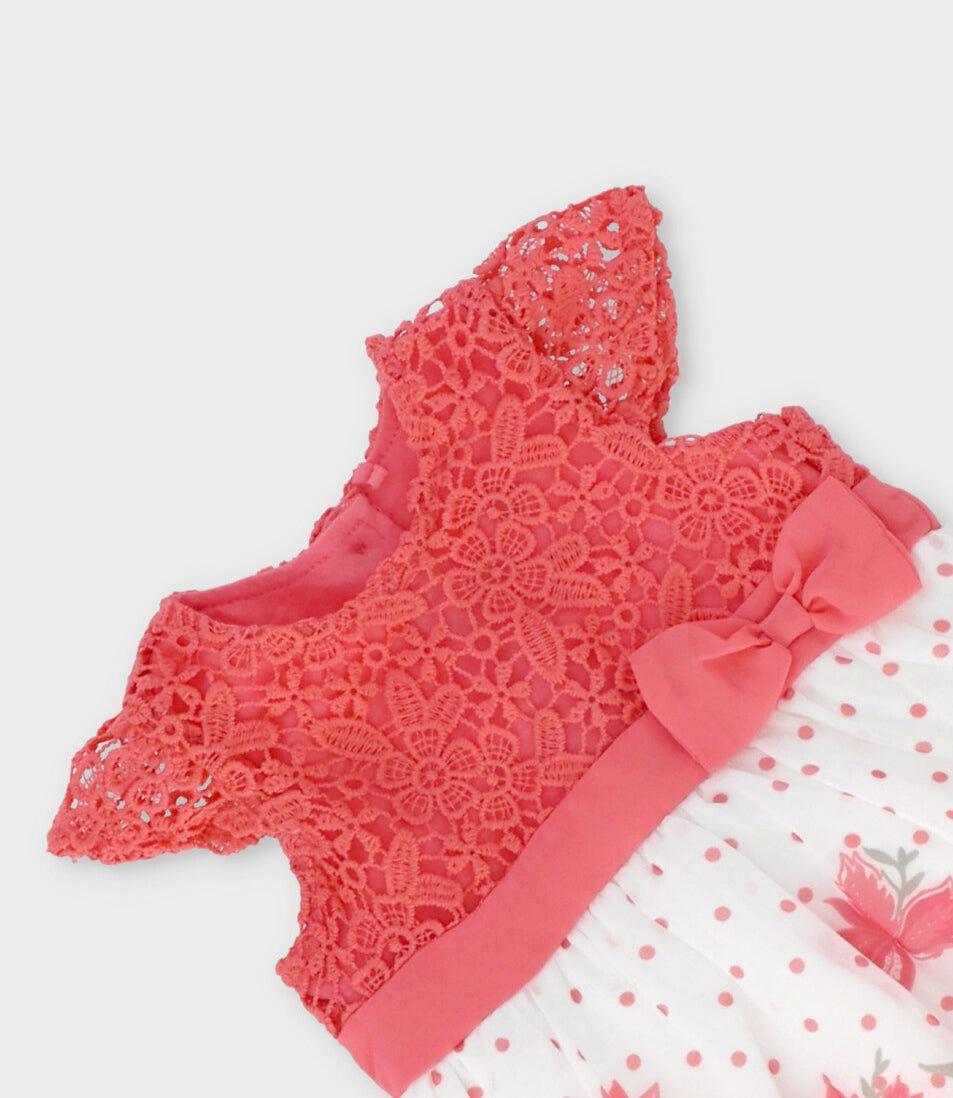 Vestido recién nacida con flores coral Limonada-2
