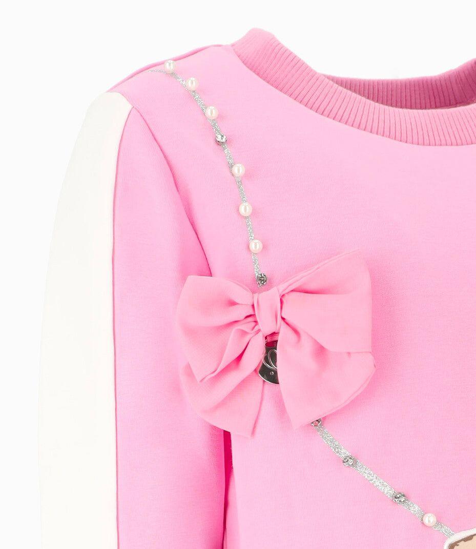 Polerón niña con perro y perlas Coral Limonada-3