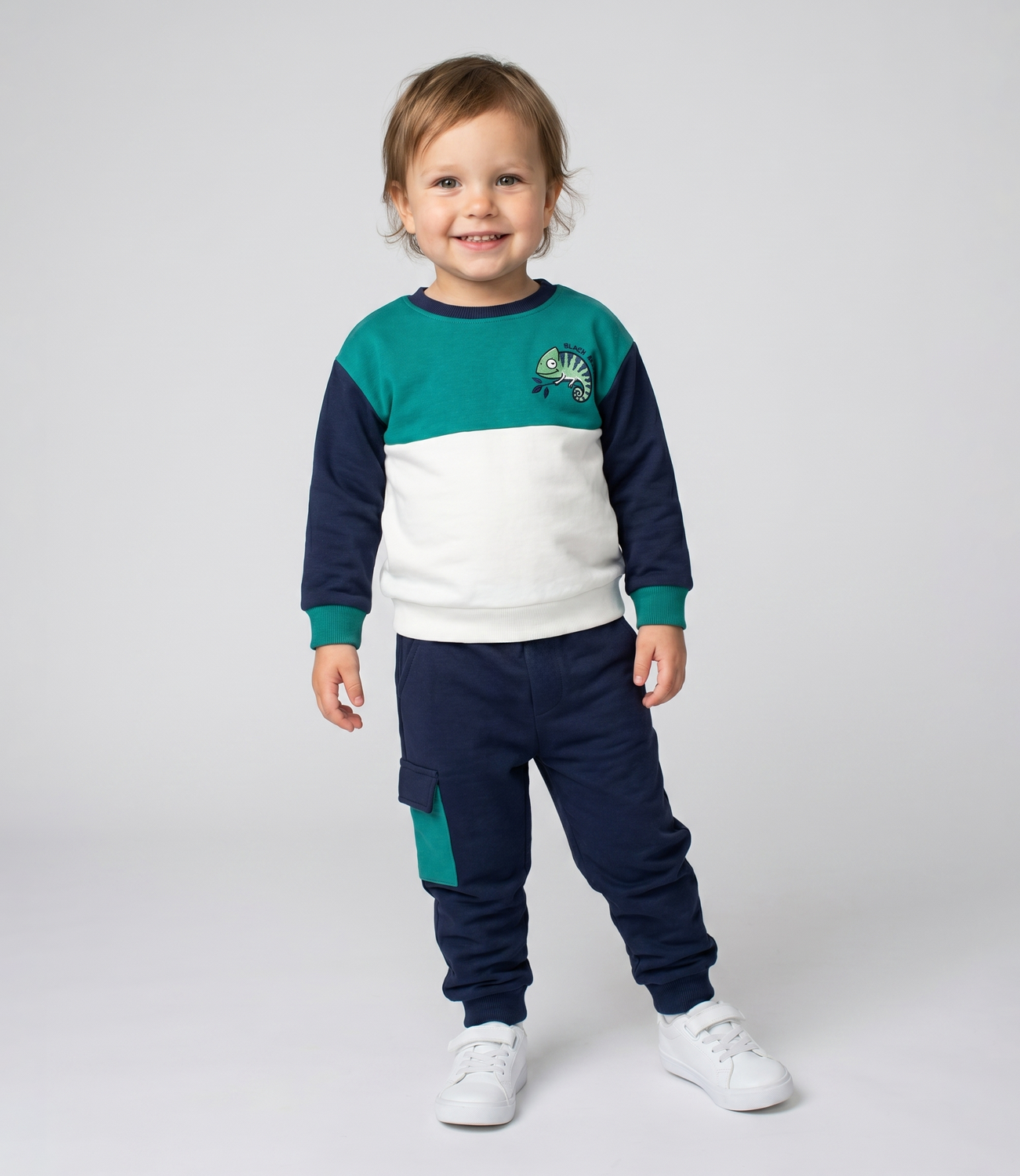 Buzo bebé con camaleón B12191270124 verde Black and blue-0