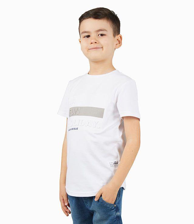 Polera Niño Con Estampado En Relieve Blanco-0