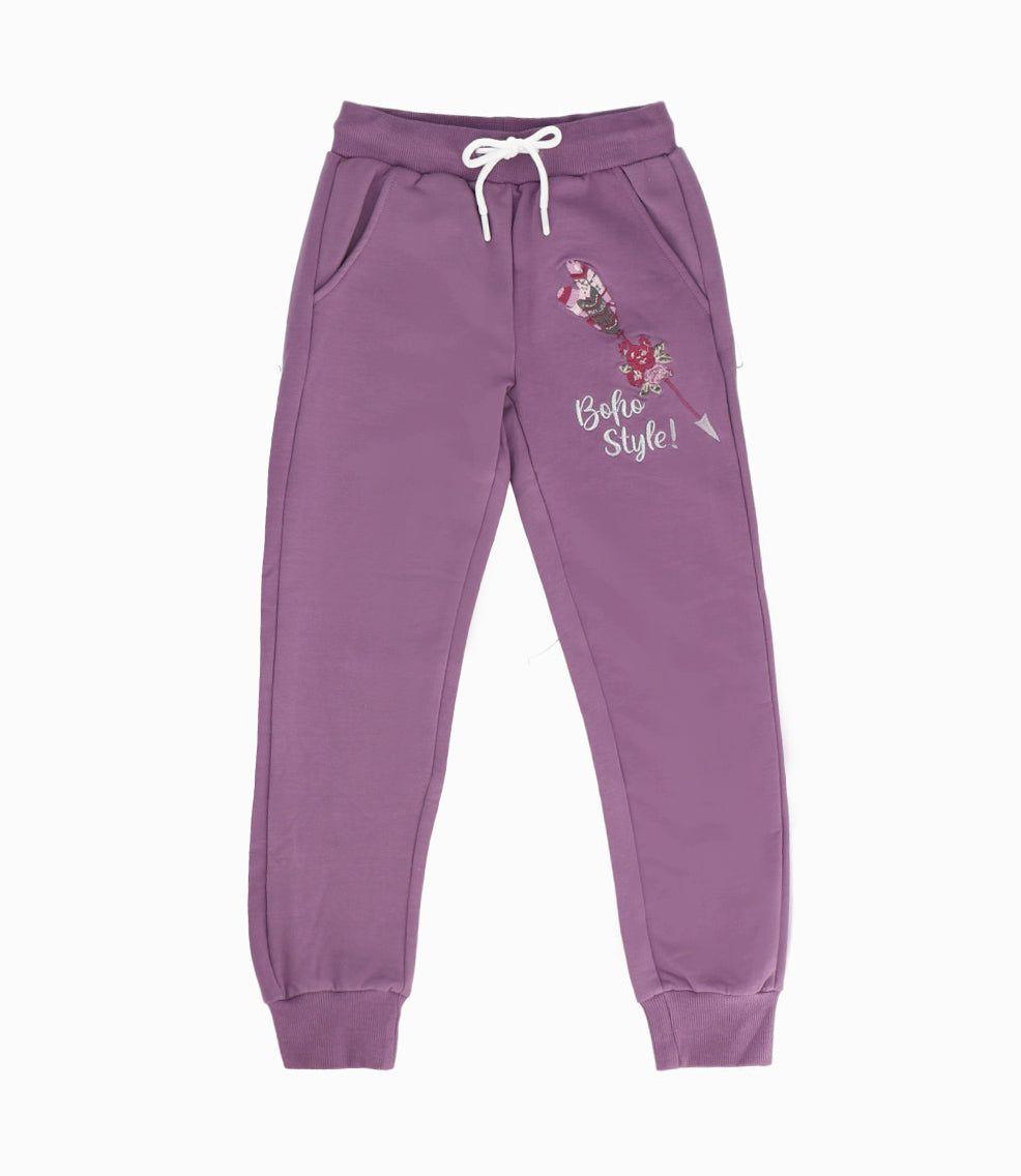 Pantalón de buzo niña con bordado morado Limonada-0