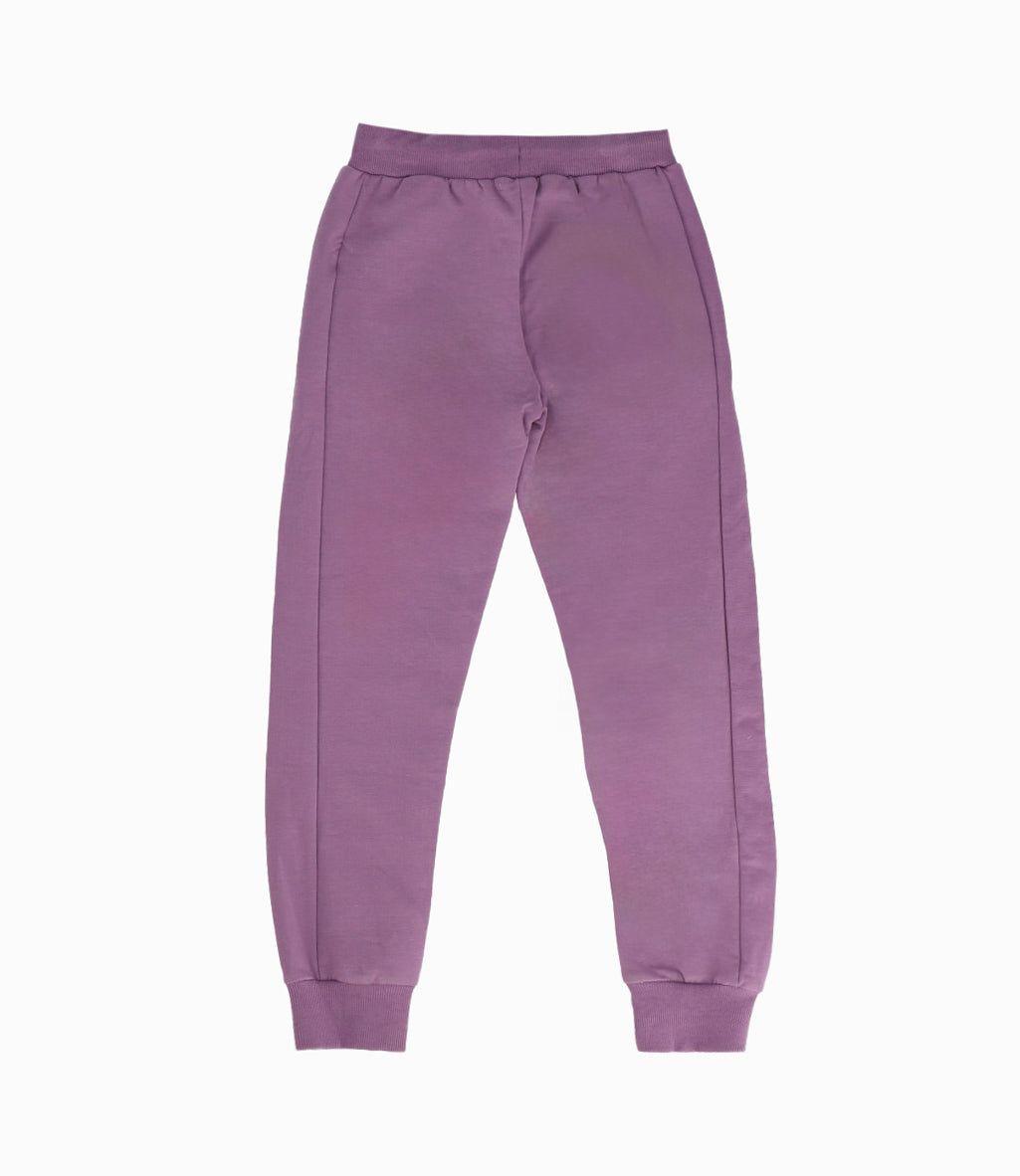 Pantalón de buzo niña con bordado morado Limonada-1