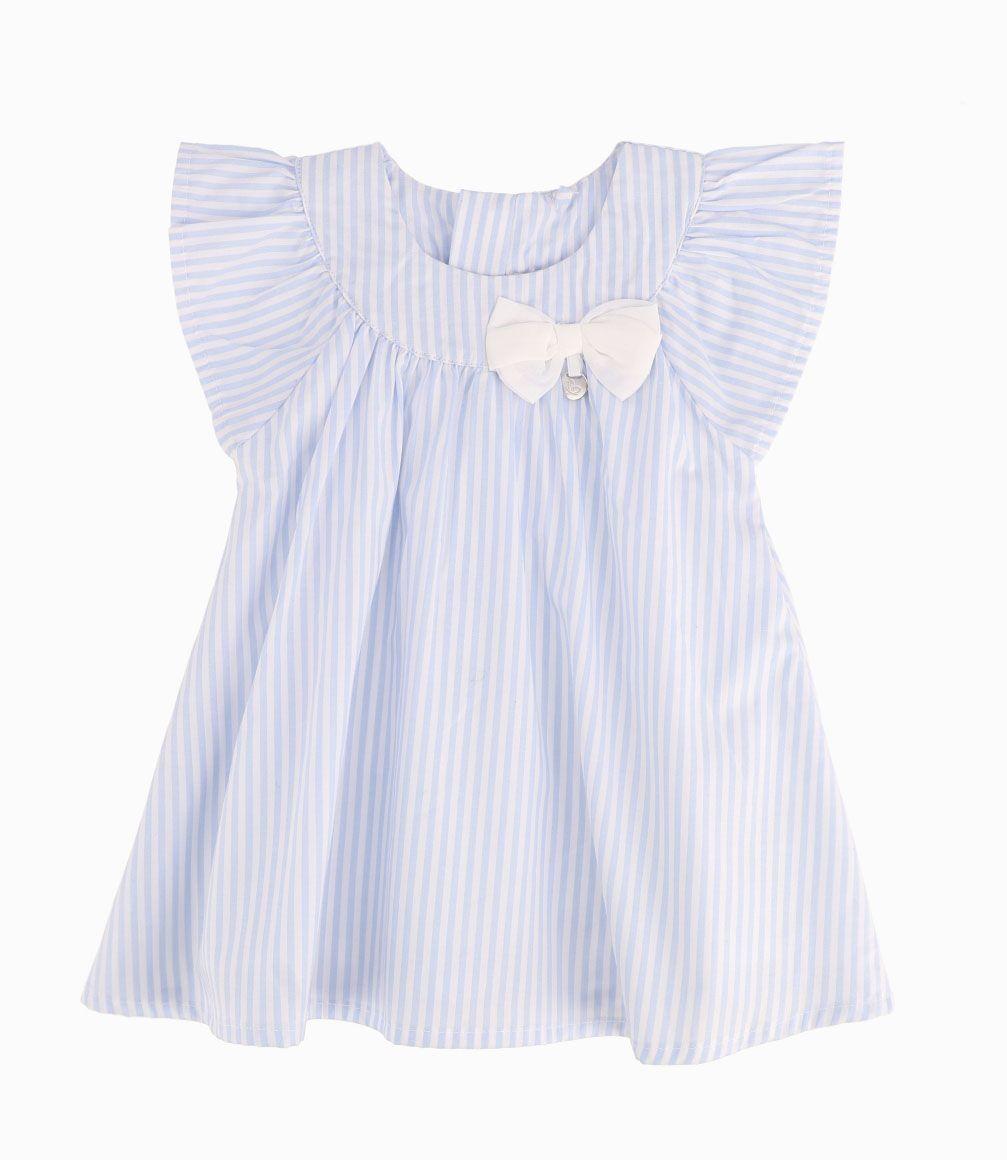 Vestido A Rayas Recién Nacida Celeste Limonada-2
