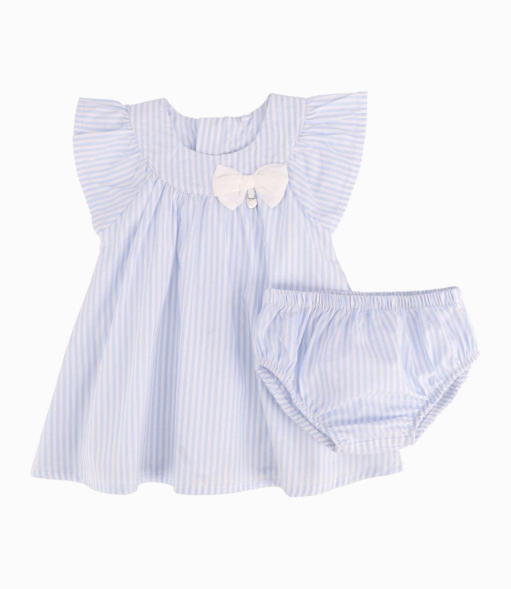 Vestido A Rayas Recién Nacida Celeste Limonada-1
