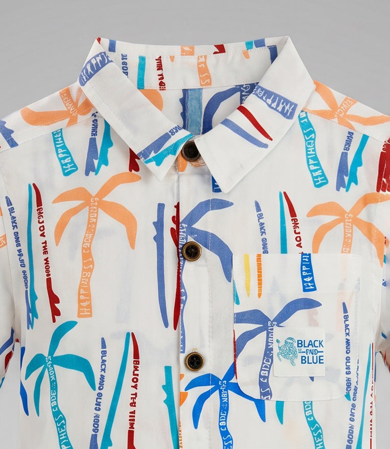 Camisa manga corta bebé  B12261270103 crudo Black and blue-2