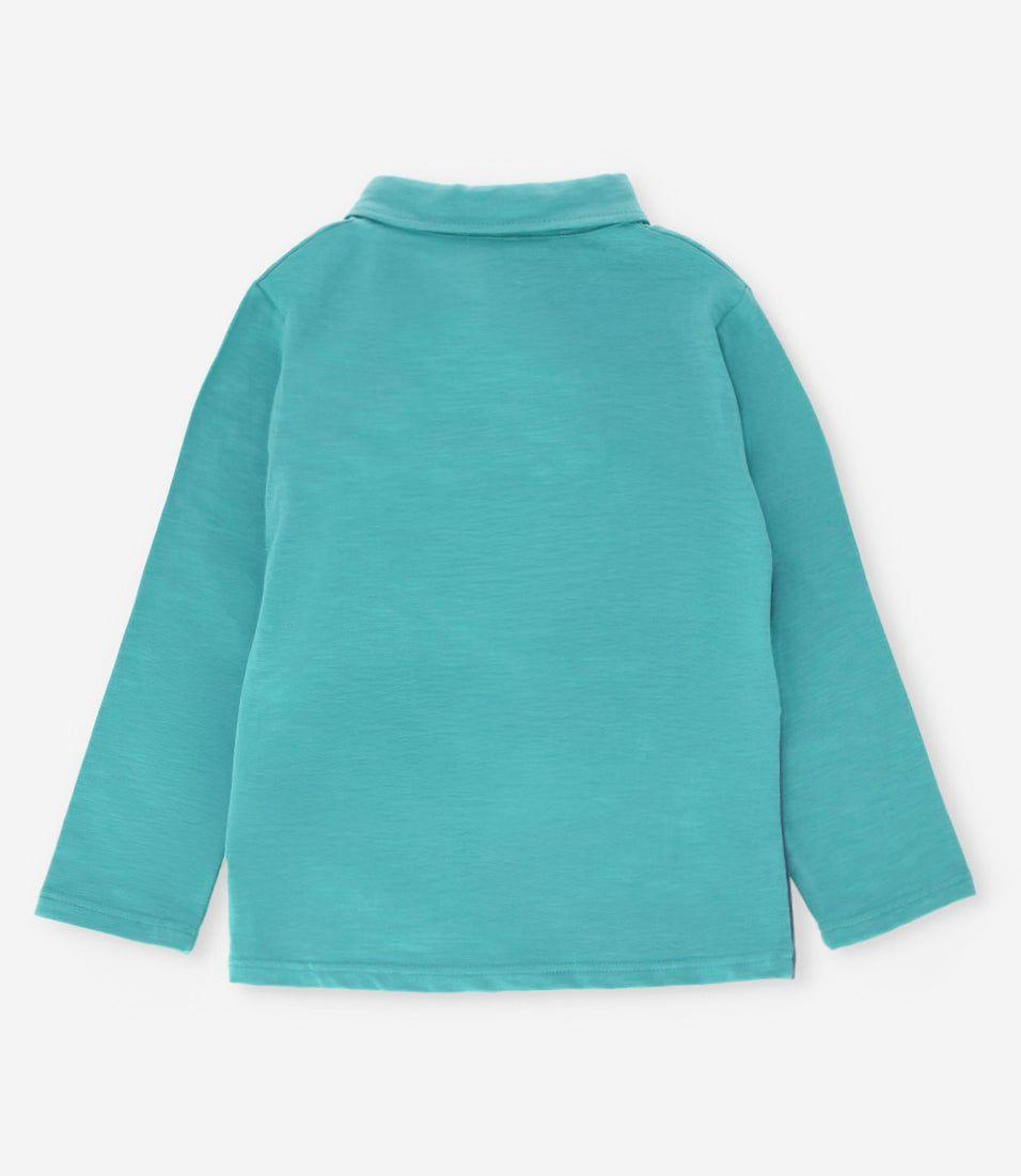 Polera manga larga niño con hojas menta Black and Blue-2