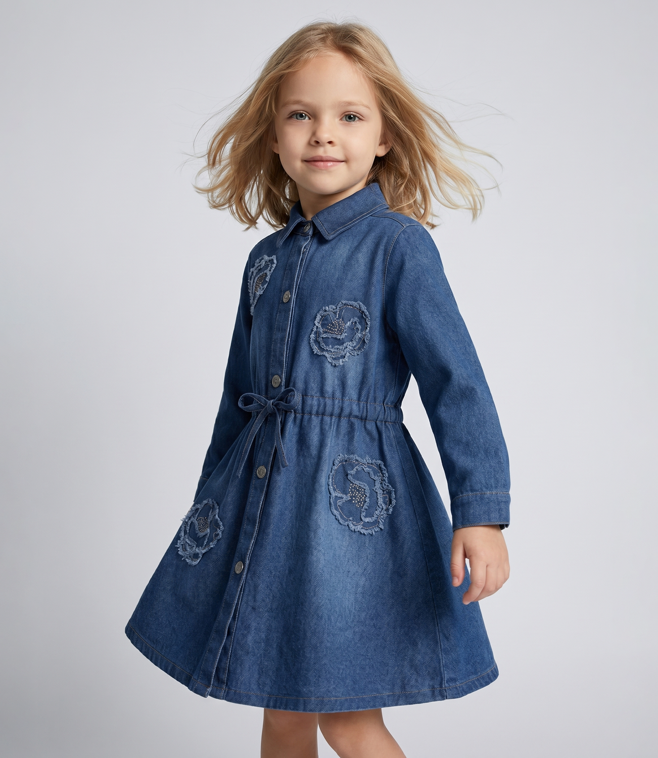 Vestido bebé  L12131270309 denim azul Limonada-0