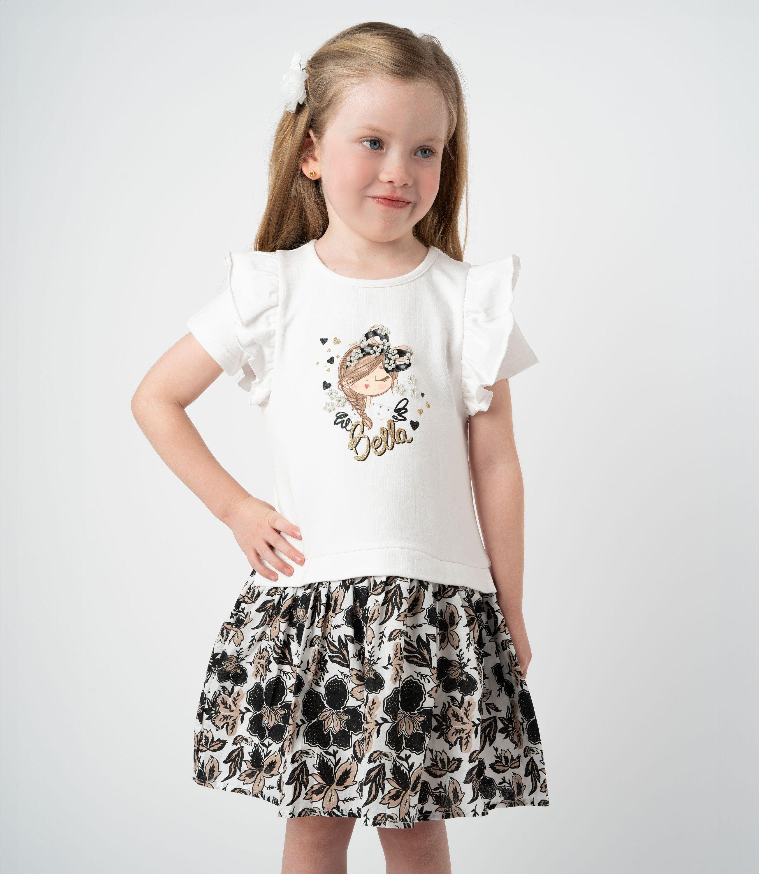 Vestido niña con flores y estampado crudo Limonada-0