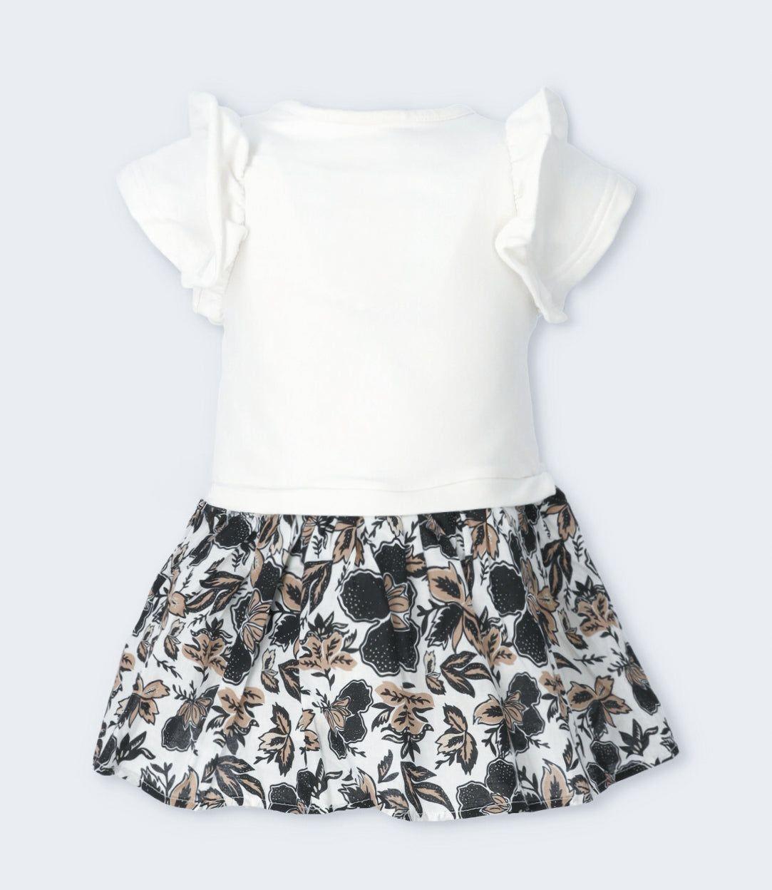 Vestido niña con flores y estampado crudo Limonada-2
