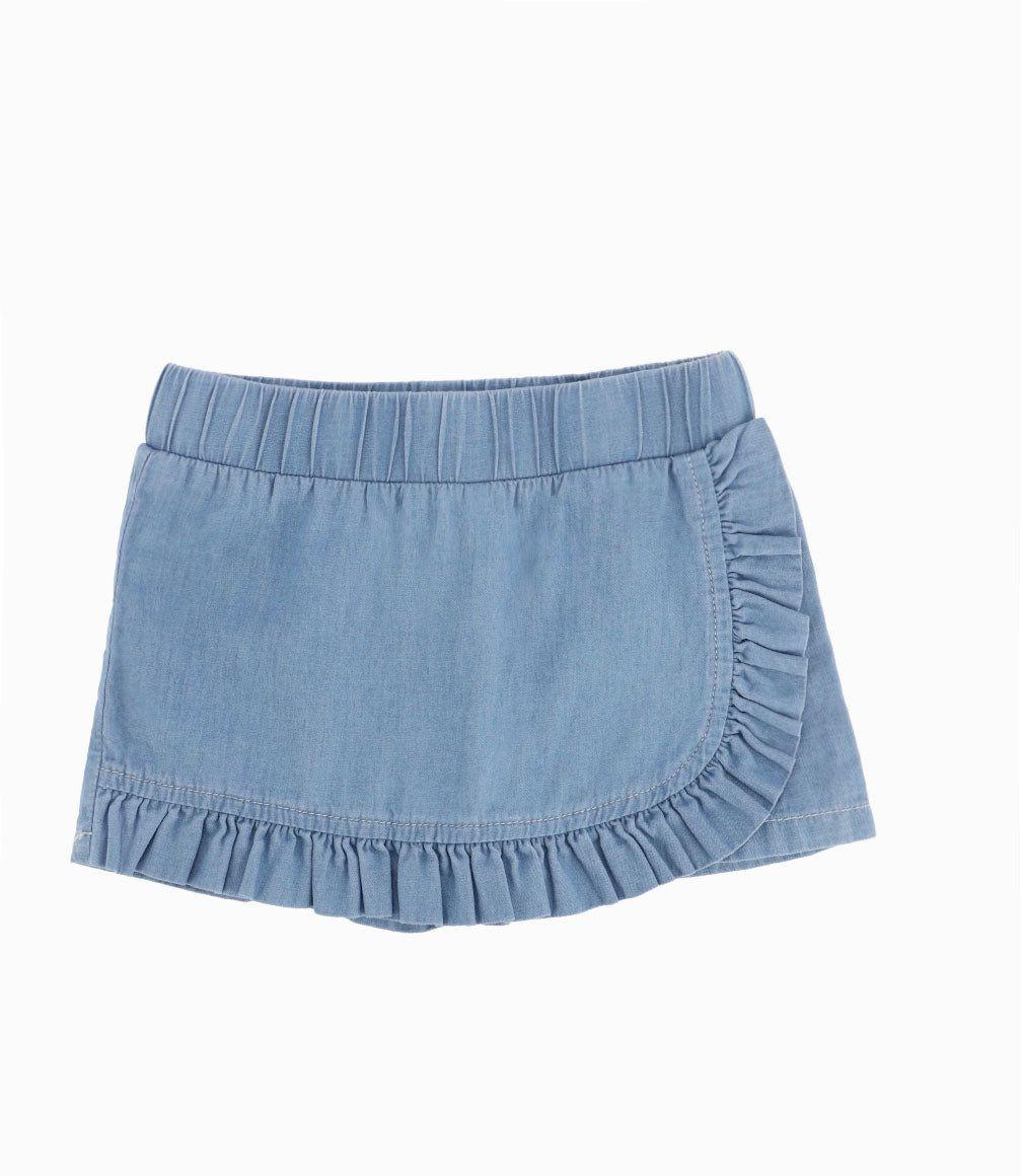 Short Niña Falda Short Denim Celeste-0