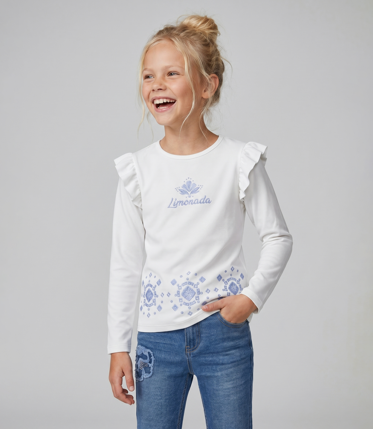 Polera manga larga niña  L11011270203 crudo Limonada-0
