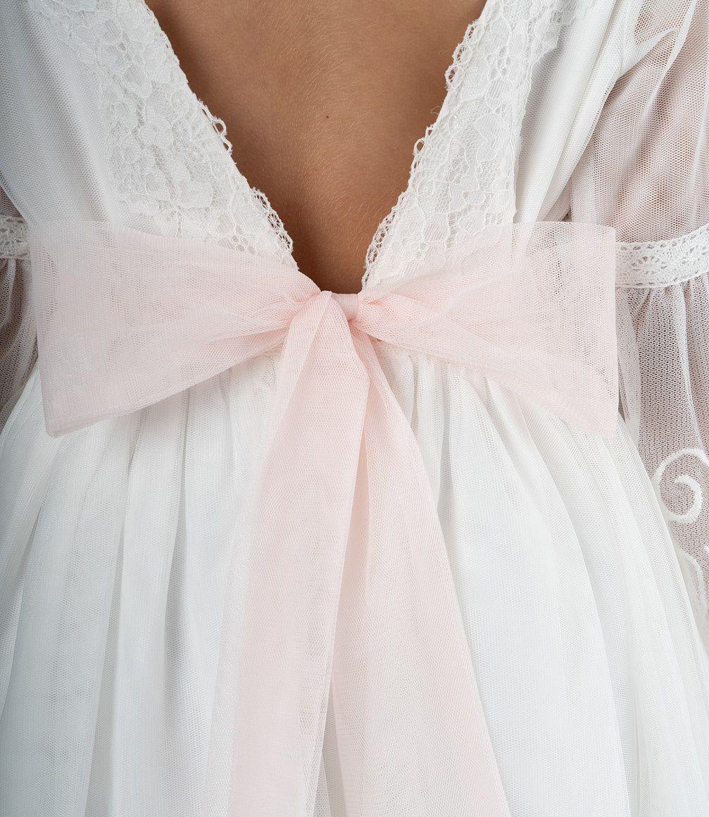 Vestido Niña Ocasión Con Lazo Blanco-2