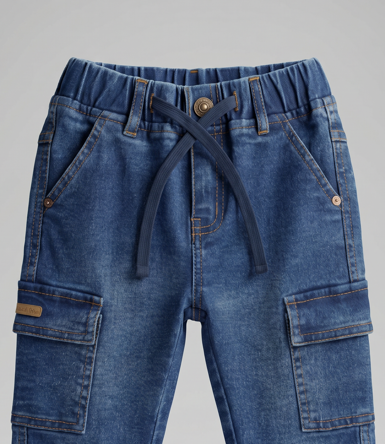 Jeans bebé cargo B12111270109 denim azul Black and blue-2
