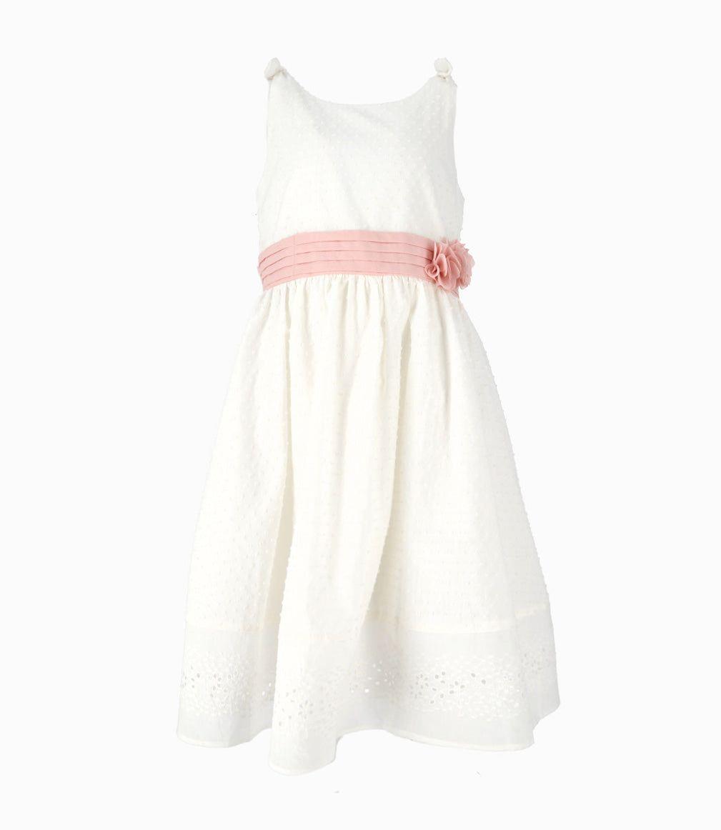 Vestido niña con lazo crudo Limonada-0