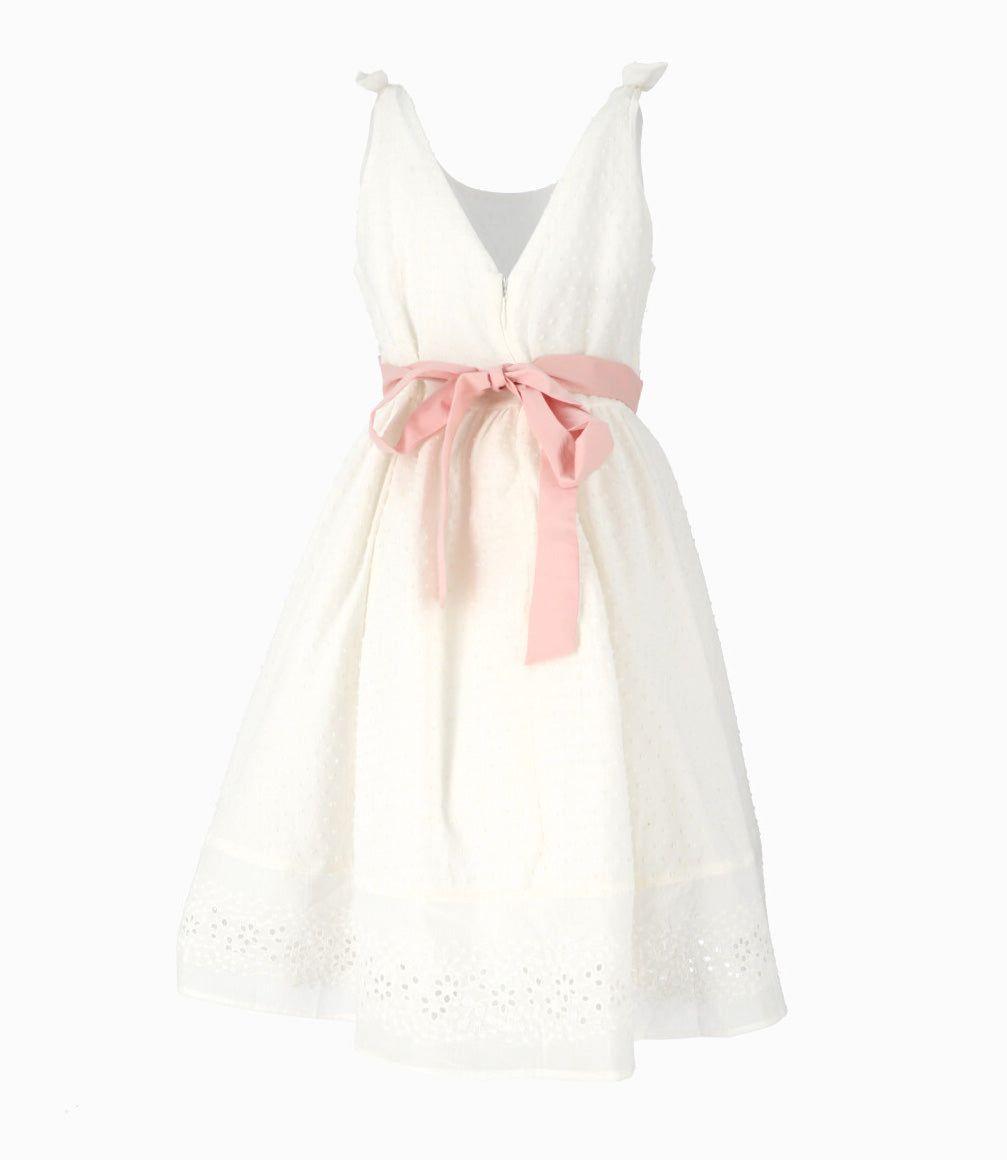 Vestido niña con lazo crudo Limonada-1
