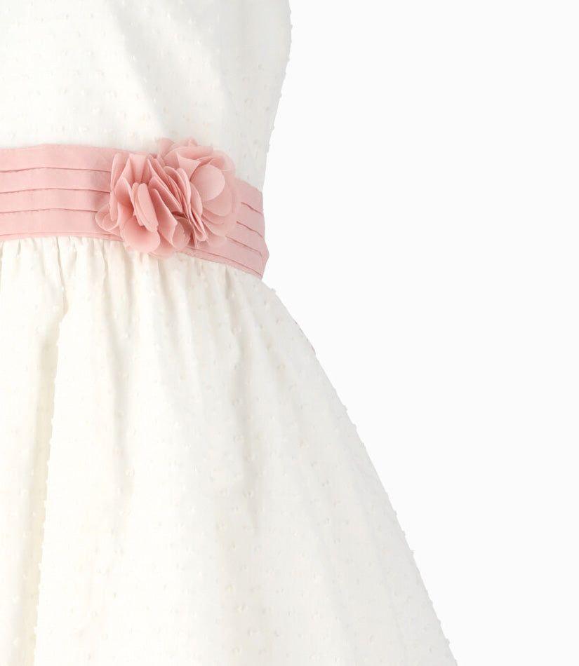 Vestido niña con lazo crudo Limonada-2
