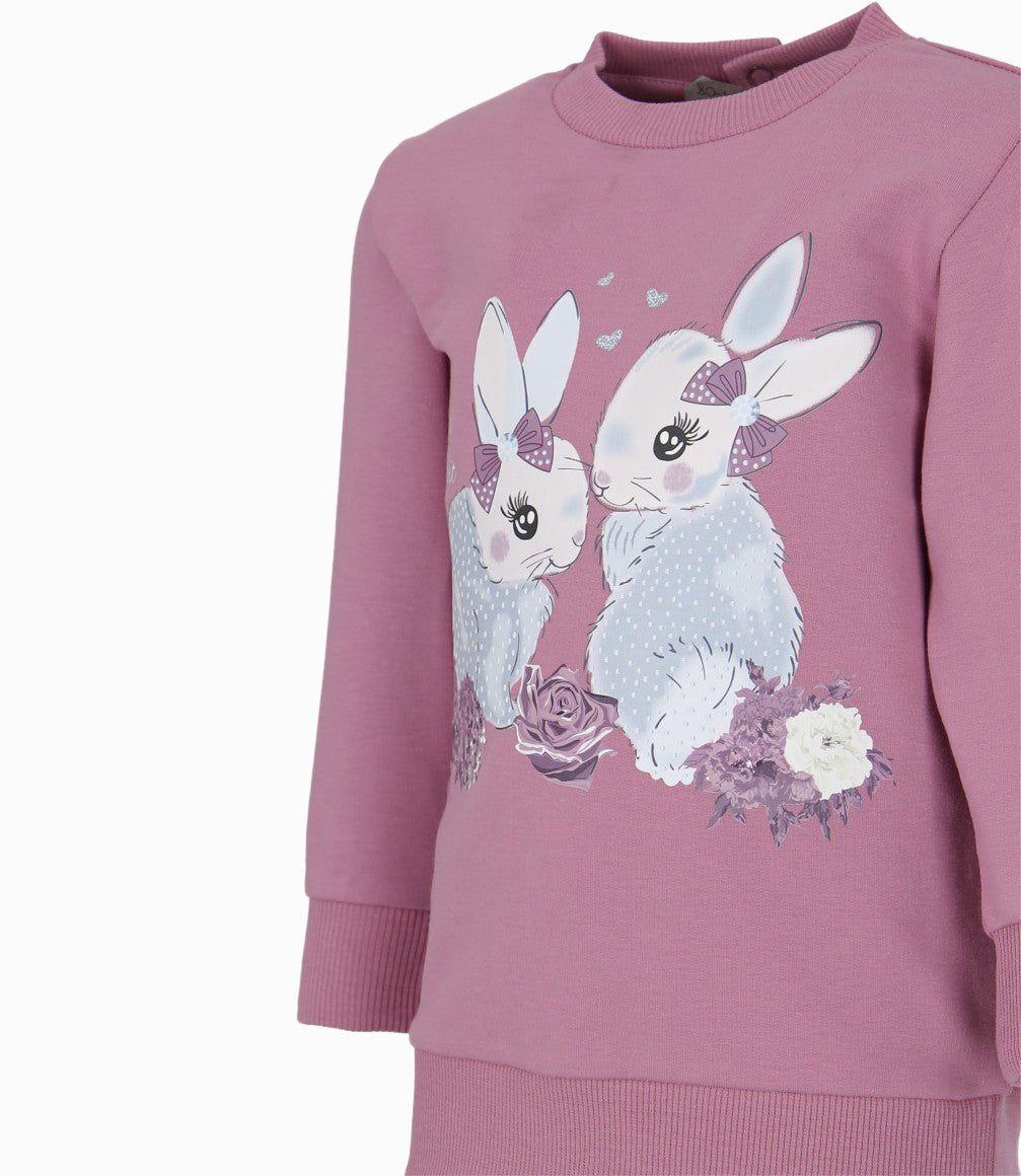 Conjunto bebé con conejos palo rosa Limonada-2