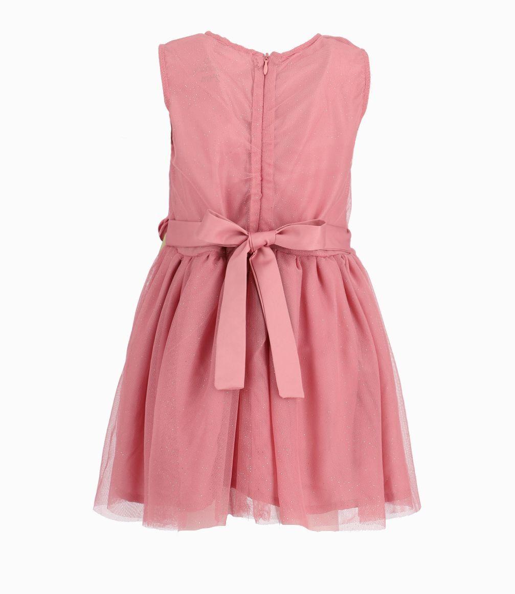 Vestido Niña Con Ramillete de Flores Limonada Palo Rosa-1