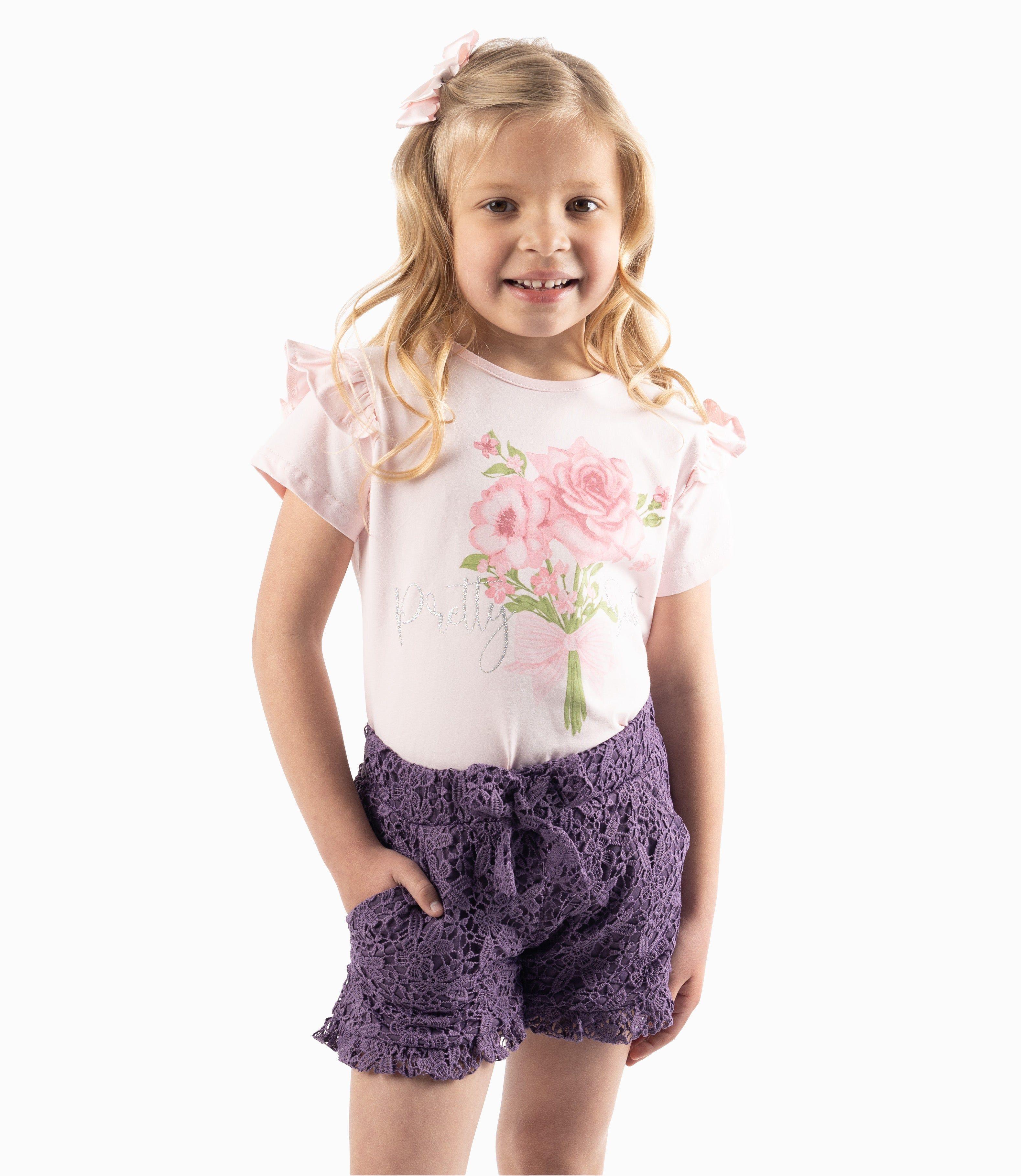 Short Niña Con Flores Morado-0