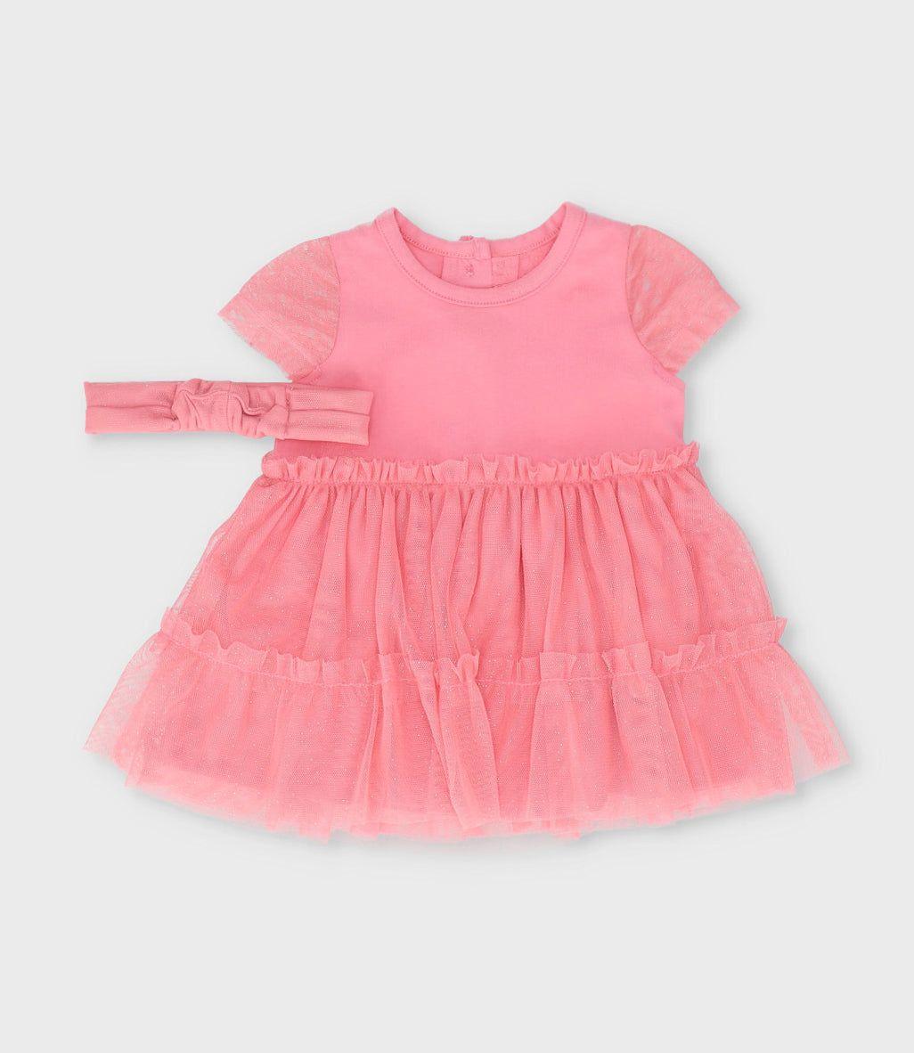Vestido recién nacida con puntos coral Limonada-0