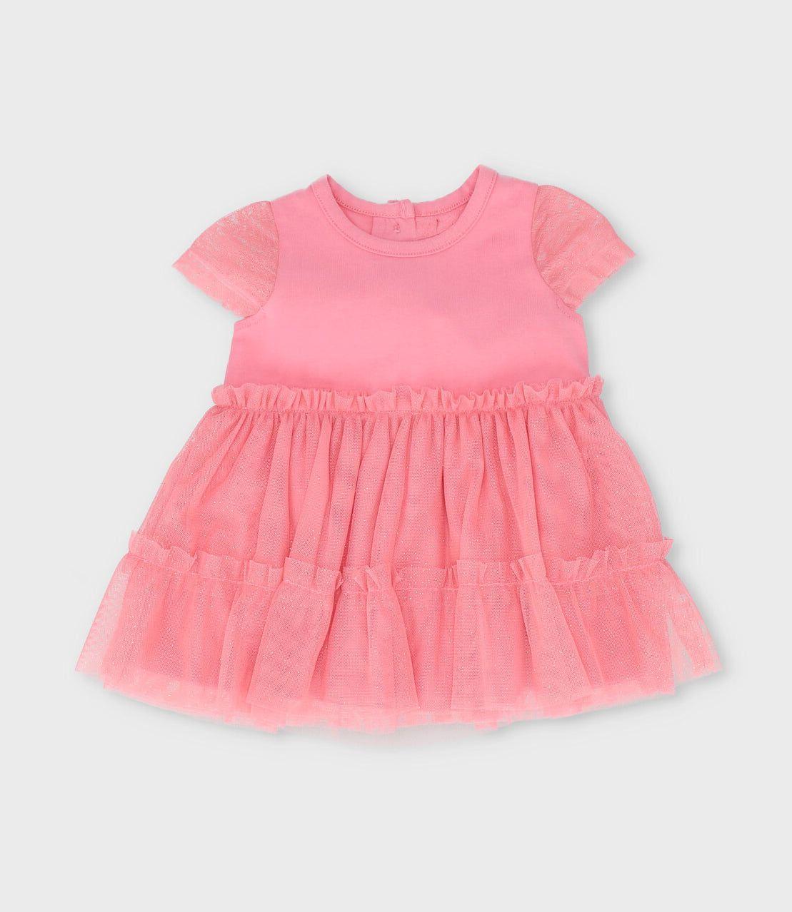 Vestido recién nacida con puntos coral Limonada-1
