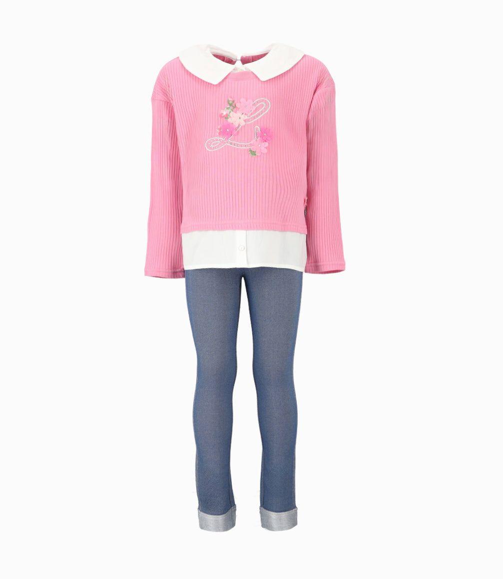 Conjunto niña de polerón y calzas Coral Limonada-0