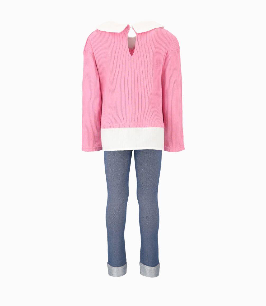 Conjunto niña de polerón y calzas Coral Limonada-1