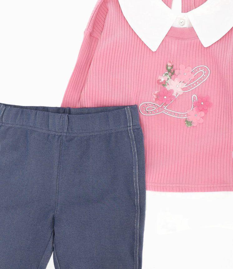 Conjunto niña de polerón y calzas Coral Limonada-3