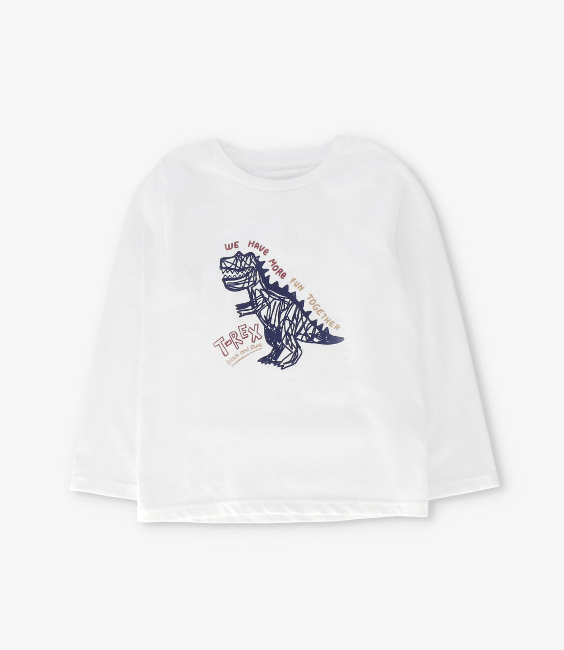Polera manga larga niño t-rex crudo Black and blue-0