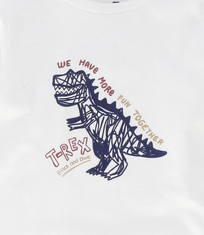 Polera manga larga niño t-rex crudo Black and blue-2