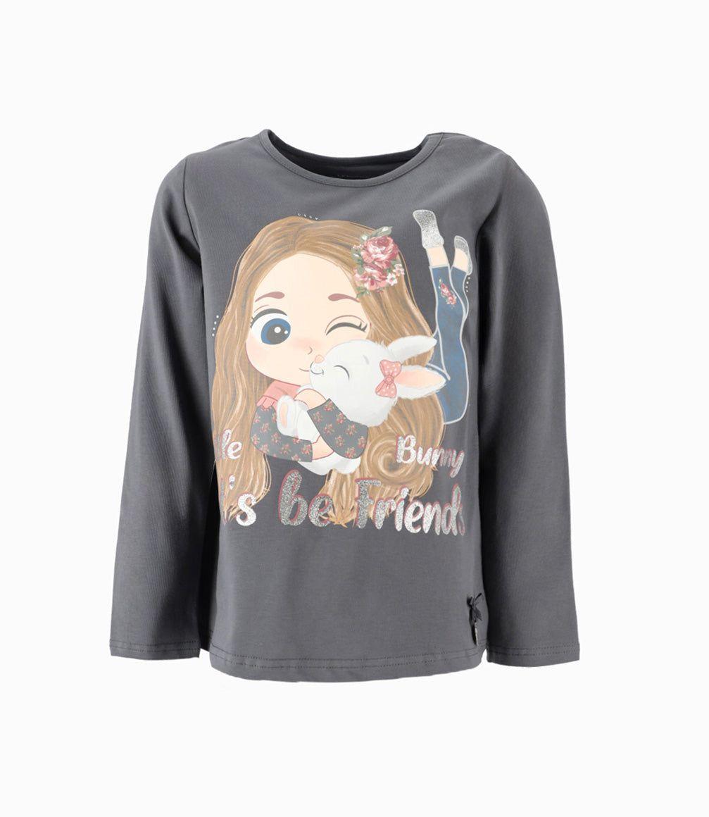 Polera niña con estampado gris Limonada-0